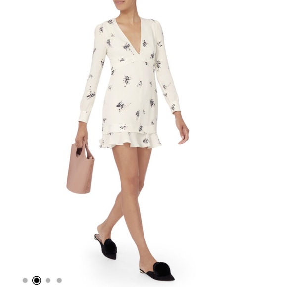 ALC Sana Flounce Hem Dress 100% Silk Floral - Picture 3 of 12